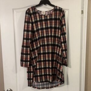 Plaid Midi Dress - Black, Red, White